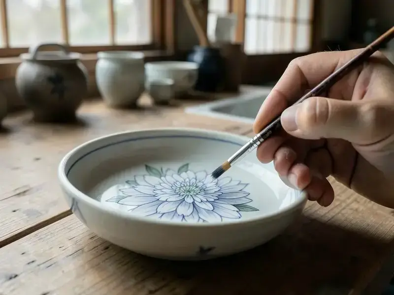 再塗装された陶磁器の絵付け
